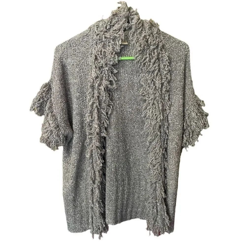 Vertical design size M boho festival fringe open cardigan.